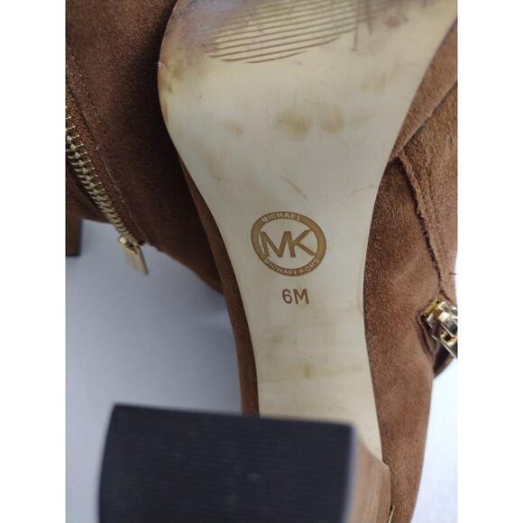 MICHAEL Michael Kors Boots Womens Size 6 Suede Brown Ankle Booties Block Heel - Picture 4 of 8